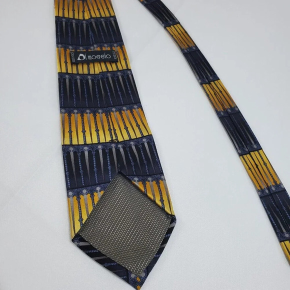 VTG DiMoggio 100% Silk Tie Baroque Black Grey Gold 60" Long 4" Wide - Picture 5 of 8
